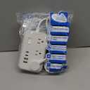 Flat Plug Extension Cord 25 ft, Surge Protector Power Strip, Outlet Extender with 6 Outlets 4 USB Ports, Overload Protection, Long Extension Cord with Multiple Outlets for Indoor, Home, Office, White