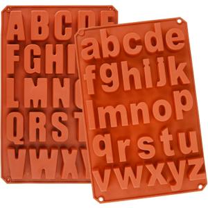 2 Pack Uppercase Letters Crayon Mold Lowercase Alphabet Chocolate Baking Mold Resin Mold Cake Pan Handmade Soap Mold Biscuit Ice Cube Tray DIY for Back to School Project