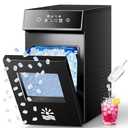 Oylus Nugget Ice Maker Countertop, Smart Pebble Ice maker with LCD Panel, 4min Making, 26lbs/24H Crushed Chewable Ice, Pellet ice maker with Timer Status Alert, Self-Cleaning, Chewy Ice for Home Party