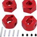 Hobbypark Aluminum 12mm Hex Wheel Hubs for Traxxas 1/10 2WD Slash, Rustler, Stampede,Hop-ups Replacement of Part 1654 3654 (4pcs) (Red)