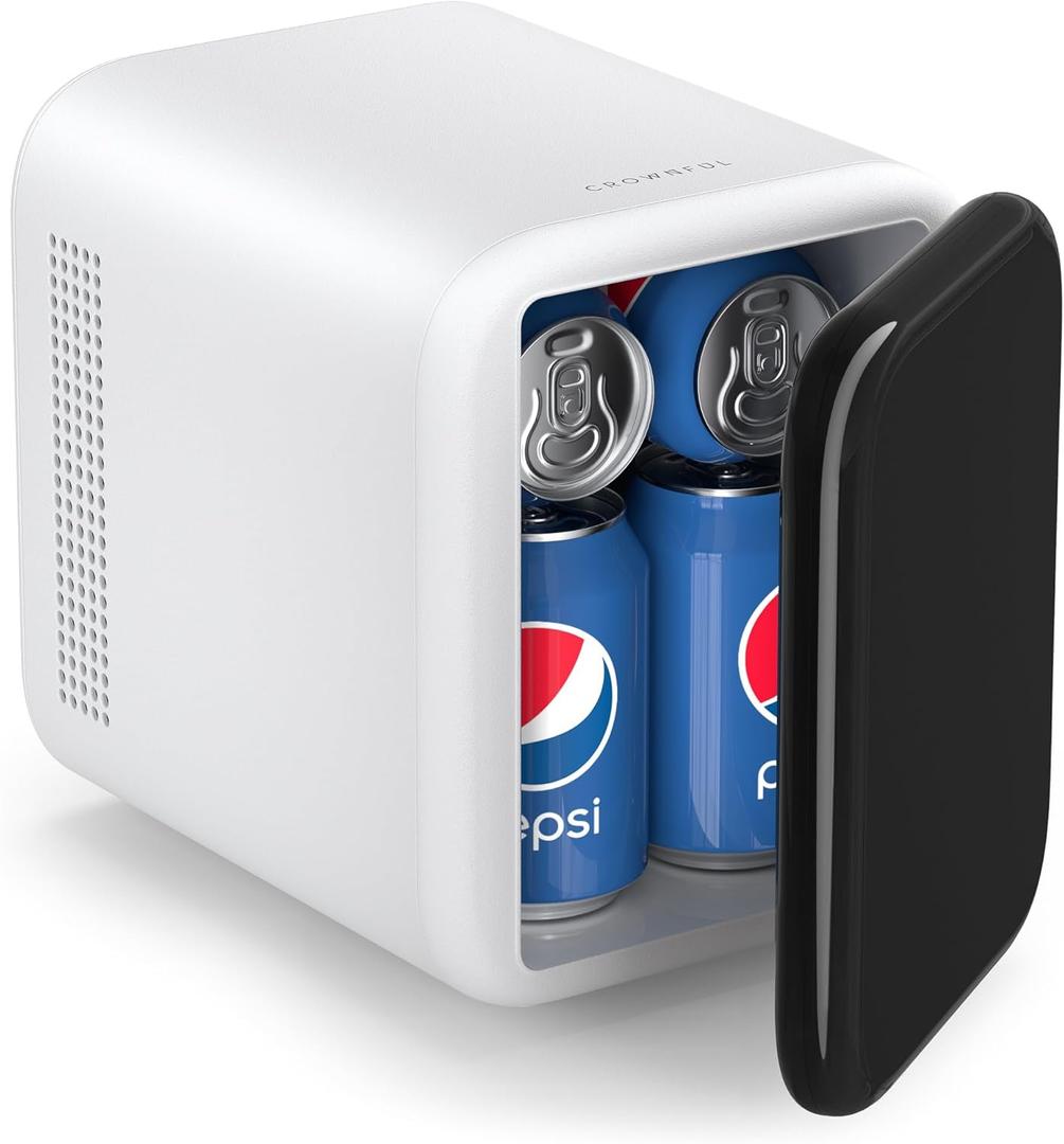 CROWNFUL Mini Fridge, 4 Liter/6 Cans Portable Skincare Fridge, AC/DC Cooler and Warmer Personal Refrigerator for Bedroom, Car, Dorm, Office, Food, ETL Listed (white) CROWNFUL Mini Fridge, 4 Liter/6 Cans Portable Skincare Fridge, AC/DC Cooler and Warmer Personal Refrigerator for Bedroom, Car, Dorm, Office, Food, ETL Listed (white)