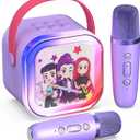 Mini Karaoke Machine for Kids,5 Voice Effects - Portable Bluetooth Speaker with 2 Wireless Mics LED Lights for Boys Girls Ages 3-12| Kids Karaoke Machine Birthday Gift Toy for Singing,Party & Play