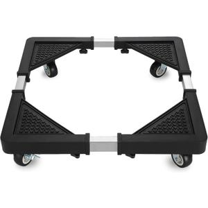Mini Fridge Stand with 4 Locking Wheels 17.7"-25.6" Adjustable Dolly Washing Machine Stand Basefor Furniture Portable Refrigerator Dryer StandBlack