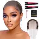 Lace Wig Grip Cap Women: Small Size 4x5 Transparent Swiss Lace Front - Non-slip Wig Gripper for Keeping Wigs In Place - Adjustable Elastic Headband with Velcro (Brown)