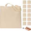 FunisFun 12 Pack Blank Canvas Tote Bags Bulk Reusable Shopping Grocery Bag for Crafts with a PTFE Teflon Sheet DIY (White)
