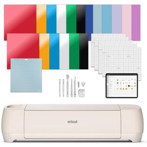 Cricut Explore 4 - Smart Cutting Machine (Seashell) | Engagement Bundle - Includes Smart Vinyl, Cardstock, Transfer Tape, Iron On HTV, Mat, Pens, Tool Kit, & 25 Images in Design Space App