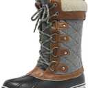 DREAM PAIRS Women's Mid-Calf Waterproof Winter Snow Boots MONTE_02 (9, Black/Grey)