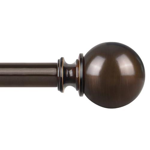 KAMANINA Curtain Rods for Windows 48 to 84 Inches, Bronze Curtain Rod 32 to 86 Inches (2.6-7.1ft), 7/8 Inch Decorative Drapery Rod with Round Finials