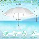 Reginary 30 Pieces Wedding Umbrellas Bulk Auto Open Stick Umbrellas with White European J Hook Handle Windproof Large Canopy Umbrella for Outdoor Wedding Bride Groom Photography Golf