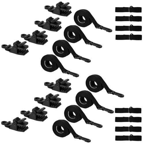 24pcs Pool Solar Cover Reel Attachment Kit, Universal Accessories Supplies for Inground Pool Blankets Includes 8 Solar Roller Clips Clamps 8 Nylon Straps Holder with Touch Fastener Ends & Buckles