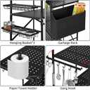 DTUQYX Foldable Outdoor Grill Cart with 3-Tier, Grill Table with 2 Locking Casters, Multi-Functional BBQ Cart, Portable Pizza Oven Stand Table, Rolling Kitchen Island for Outside, Black