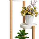BMOSU Plant Stand For Indoor Outdoor Bamboo 3 Potted Holder Shelf Plant Rack Plants Corner Plant Shelf Plant Display Rack(White)