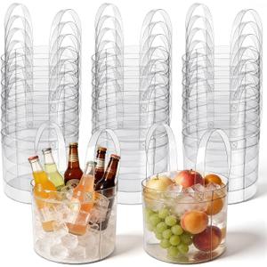 24 Pack 7 Qt / 6.8l Clear Foldable Ice Buckets with Handle, Bottle Drink Cooler Collapsible Beer Wine Champagne Beverage Storage Tub Outdoor Waterpot for Parties Garden Camping