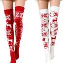 Women's Cable Knitted Thigh High Socks Cotton Over Knee Boot Stockings Winter Leg Warmers