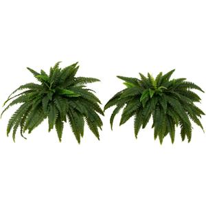 Nearly Natural 48-in UV Resistant Artificial Boston Fern, Set of 2, Large Hanging Fake Plant Wall Decor with 67 Fronds, Faux Fern Vines that Look Real for Home & Garden Decor, Outdoor Porch Decoration