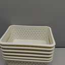 Amazon Basics Decorative Plastic Baskets BPA-Free 25.2cm x 18.8cm x 10.7cm, Ivory, Pack of 6