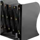 Adjustable Metal Bookends Heavy Duty for Shelves, 2 Dividers, Anti-Slip Design Expandable Book Ends for Desk, Office(Black, 19 inches Max)