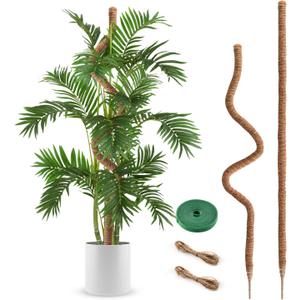 2 Pack Moss Pole, 63 Inch Bendable Moss Poles for Plants Monstera Long for Climbing Plants, Extra Large Handmade Pole Plant Sticks Support Stakes for Indoor Plants to Grow Upwards