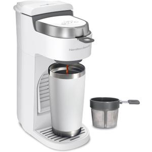 Hamilton Beach 47621 The Scoop Single Serve Coffee Maker & Fast Grounds Brewer for 8-14oz. Cups, Brews in Minutes, Next Gen, White