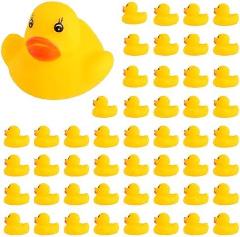 JTTJDB 50-Pieces Float & Squeak Mini Rubber Duck Baby Bath Ducky Sound Shower Toys for Kids