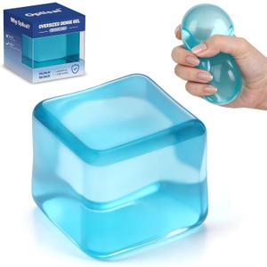Oversized Dense Gel Stress Cube (2.55") - Anxiety Relief Fidget Toy - Larger, Firmer, Slow-Rise - Dual-Reinforced Leak-Proof Design - Premium Sensory Gift for Adults & Teens
