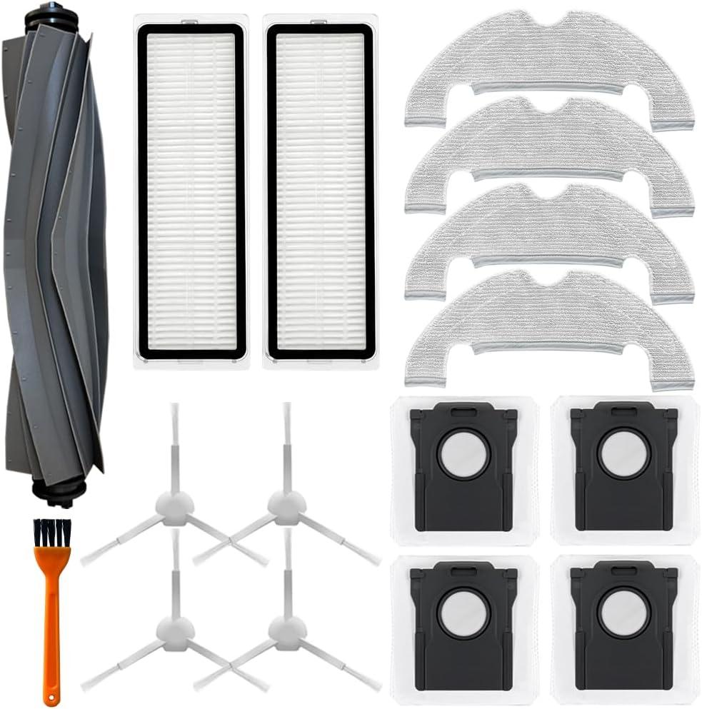 D10 Plus gen 2 Replacement Parts Accessories Compatible with Dreame D10 Plus Gen 2 Robot Vacuum Cleaner, Including 1 Main Brush, 2 Hepa Filters, 4 Mop Pads, 4 Edge-Sweeping Brushes, 4 Dust Bag