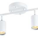 VONLUCE 6 Light Track Light Fixture, LED Track Lighting Kit with Rotatable Track Heads, 3-Color GU10 Bulbs Included, Modern Ceiling Spotlight for Kitchen Office Closet Studio Bedroom, White