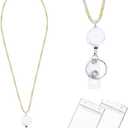 Lanyards for Id Badges Stainless Steel Metal Teacher Lanyard with Id Holder Retractable Cruise Ship Badge Holder for Women (Gold/Silver 14)