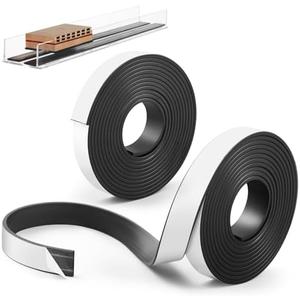 Sabary 2 Roll Monopolar Magnetic Tape 10 feet x 0.8 Wide x 0.12 Thick with Strong Adhesive Backing Anisotropic Flexible Magnetic Strip for Maglev Train Science Project