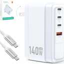 SparkleCore 140W USB C Charger,4-Port 100W Fast Charging Block PD3.1 GaN Cruise Essentials 2026 Travel for Apple MacBook,Laptop,iPhone 17/16 Series,iPad Pro,Samsung,Anker Laptop Power Bank,6.6ft Cable