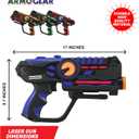 ArmoGear Set of 4 Laser Tag Guns with Vests - Laser Tag Set for Kids and Adults - Toy Guns with 150 ft Range, Night Vision, Invisibility Mode - Battery Operated - Multiplayer Outdoor Game for Ages 8+