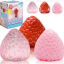 3Pcs Big Taba Squishies Strawberry, Cute Strawberry Squeeze Toys, Upgrade Fruit Squishies, Kawaii Sticky Stress Toy, Clear Fidget Toys, Valentines Gift for Kids, Teen Boys Girls Birthday Gift Ideas