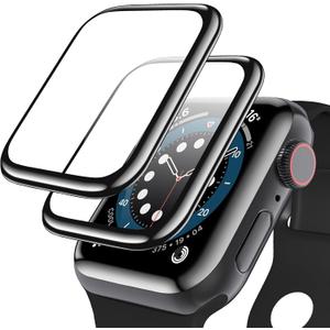 geekboy [2 Pack] Tempered Glass Screen Protector for Apple Watch Series 6/SE/5/4, 3D Curved Edge Full Coverage Protective Cover, Anti-Scratch 9H Hardness Bubble-Free HD Clear Film for iWatch 40mm