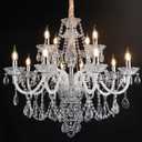 Modern Clear Crystal Chandelier For Dinning Room Light Fixtures K9 Crystal Candle Ceiling Lighting Modern Transparent Crystal Lamp12-light For Living Room Bedroom Lobby Foyer (Clear 12 lights)
