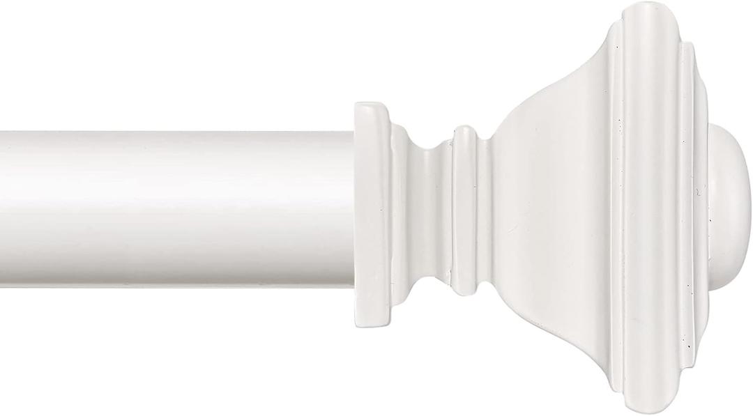 BRIOFOX White Curtain Rods for Windows 28 to 48 Inch Adjustable Length 1 Inch Diameter Heavy Duty Window Curtain Rods for Indoor Ourdoors With Classic Square Finials