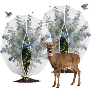 Blueberry Bush Netting Cover 2 Pack 8 x 8 ft, Garden Bird Netting with Zipper & Drawstring, Reusable Berry Bush Netting for Highbush Blueberries & Fruit Tree, Bird Deer Insect and Poultry Barrier