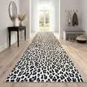 Ottomanson Leopard Print 2x6 Washable Hallway Runner Rug – Kitchen Area Rug | Non-Slip Indoor Entryway Rug – Ultra-Thin Bathroom Floor Mat – Carpet for Laundry Room Bedroom, Leopard Print Black & White, 22" Wide, 1'10" x 6' (22" Wide)
