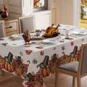 XCHI Turkey Thankful Maple Leaves Pumpkin Thanksgiving Fall Tablecloth Square Washable Table Covers for Indoor Outdoor Dining Home Party Decorations Table Cloth 60x60 Inch
