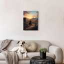 Western Cowboy Pictures Wall Decor Sunset Desert Landscape Prints Art Vintage Western Canvas Wall Art Mountain Painting Artwork For Living Room Bedroom Office Home Decorations Gifts For Men Women  (16"L x 12"W)