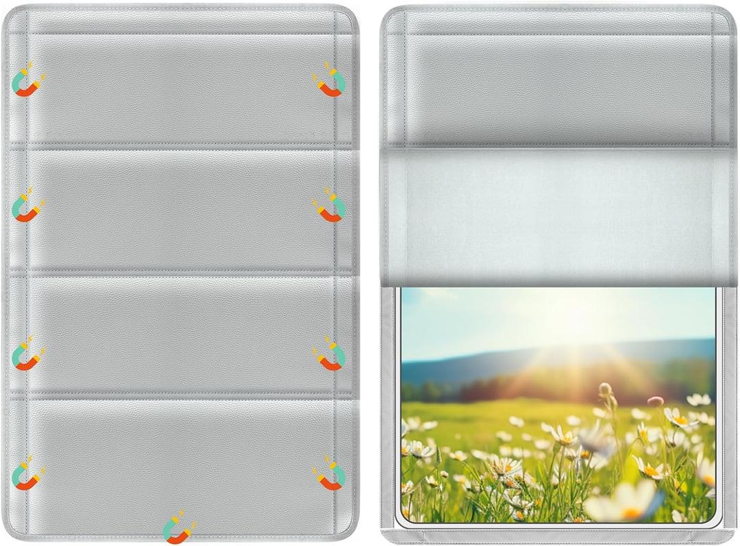 RV Door Window Shade Cover - Magnetic RV Blackout Window Cover with UV Protection and Privacy Features (25 * 16 in) Foldable Magnet Design, Waterproof Fabric, and Reflective Silver Coating (Grey)