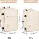 coowoz Large Casual Travel Backpack For Women Men,Carry On Rucksack Flight Approved,Hiking Waterproof Outdoor Sports Daypack Fit 15.6 Inch Laptop Shoes Compartment (Beige)