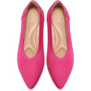 Vipost Knit Ballet Flats for Women Pointed Toe Comfortable Foldable Flat Shoes for Work, Travel, Wedding Breathable Slip On Dressy Flats (7, Rose)