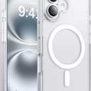 Magnetic for iPhone 16 Case, [Compatible with MagSafe][Military-Grade Drop Protection][Anti-Yellowing] Shockproof Protective Translucent Matte Cover for iPhone 16 Phone Case,White