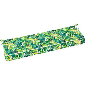 Outdoor Bench Cushion Waterproof, Bench Cushions for Outdoor Furniture, Patio Porch Swing Replacement Seat Pad with Ties for Garden Backyard, 48 x 18 Inch Green Flowers