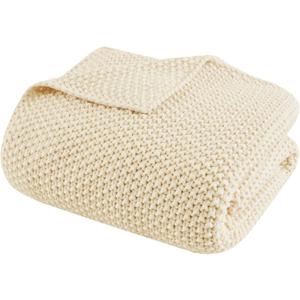 INK+IVY Bree Knit Throw Blanket for Bed, Sofa, and Couch, Lightweight, Breathable, Soft & Cozy Summer Blanket, Twin (66 in x 90 in), Ivory