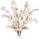 Sggvecsy Artificial Cherry Blossom Branches Faux Cherry Flowers 39 Inch Peach Branches Silk Tall Stems for Home Wedding Table Vase Decor (4 Pcs, Ivory)