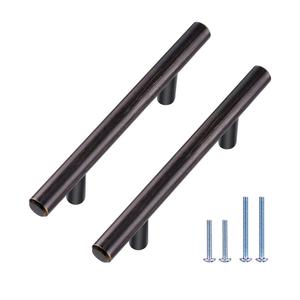 10 Pack Bronze Solid Cabinet Handles Drawer Pulls, 5.38-inch/136mm Length (3-inch Hole Center) Door Handle (1/2-inch Diameter) Kitchen Stainless Steel Cabinet Hardware Handle, Oil-Rubbed Bronze