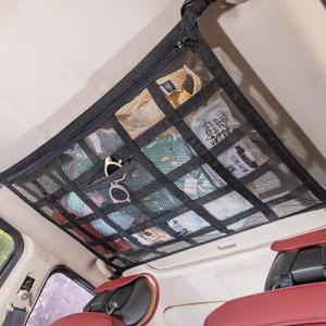 Kaskawise Upgrade Car Ceiling Cargo Net Pocket,31.5"x21.6" Double-Layer Roof Storage Organizer,Overhead Net for Truck,SUV & Van Camping,Travel Road Trips,Van Life Essentials