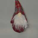 Napco Grey Red Plaid Gnome 8.25 x 4 Plush Fabric Hanging Christmas Ornament Set of 3