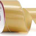 2.5" Lt. Gold Satin Wired Ribbon 20 Yards for Christmas Wedding Wreath Gift Wrapping Home Dcor DIY